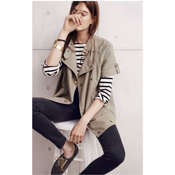 MADEWELL Sahara Short Sleeve Utility Jacket M Olive Green - Picture 1 of 16